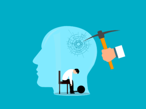 A person sitting on bed at night thinking deeply, explaining how to stop overthinking at night naturally using simple mindset and breathing techniques